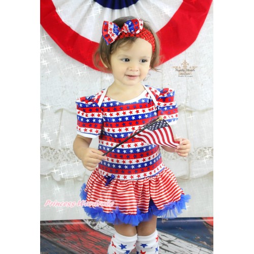 American's Birthday Red White Blue Striped Star Baby Bodysuit Red White Striped Pettiskirt JS4520